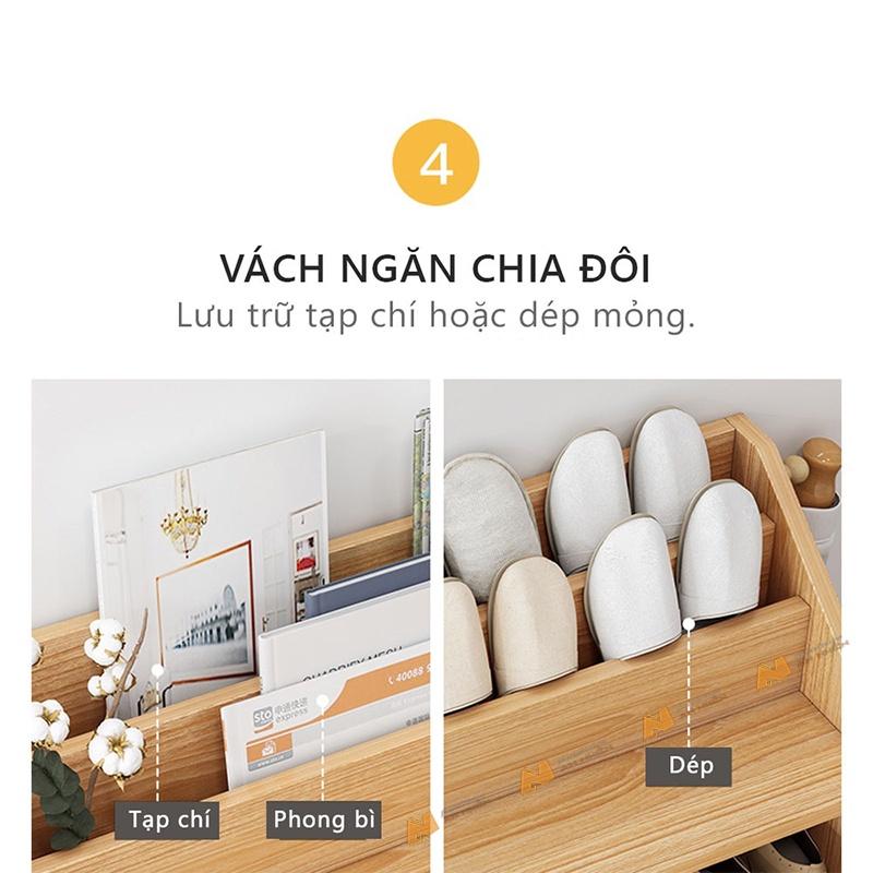 Made in VN Tủ giày kết hợp kệ sách decor phong cách gỗ mdf 17mm công ty Mộc Phát độ bền trên 30 năm AN026