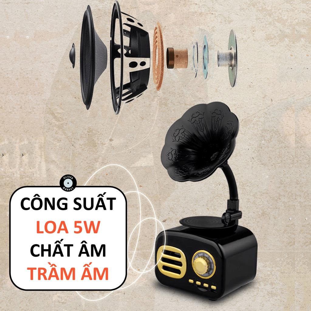 Loa Bluetooth Cổ Điển OLIVER FT05 Loa Kèn Bluetooth Mini Vintage Đồ Decor Bàn Học Trang Trí Phòng Khách Làm Quà Tặng Loa Giả Cổ Độc Đáo