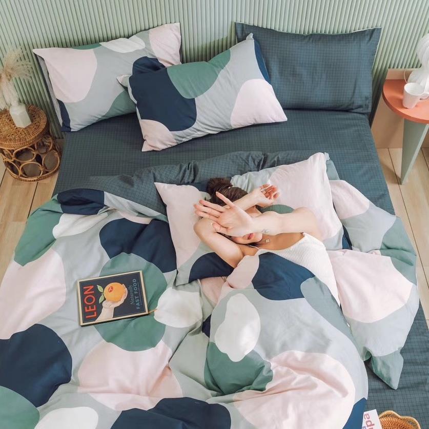 Bộ chăn ga gối cotton living mềm mại mát mịn bo chun miễn phí nhiều mẫu mã