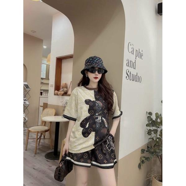 Bộ đồ sort đùi nữ in hình gấu siêu xinh mẫu mới giá rẻ đẹp có bigsize, đồ bộ đùi cao cấp mặc ở nhà đi chơi bao đẹp