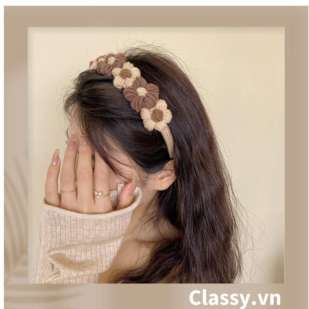 Băng đô cài tóc Classy kẹp càng cua bọc vải len sang trọng PK1625