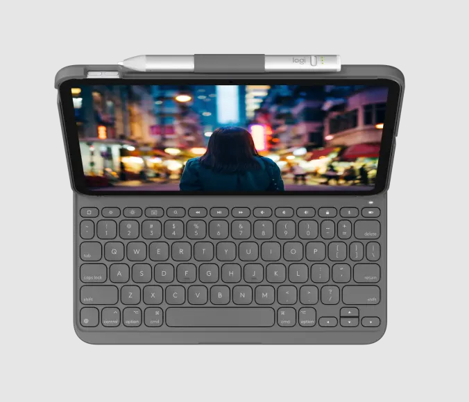 Bao da kèm bàn phím Logitech Slim Folio mỏng của Logitech dành cho iPad 10TH - Hàng Chính Hãng