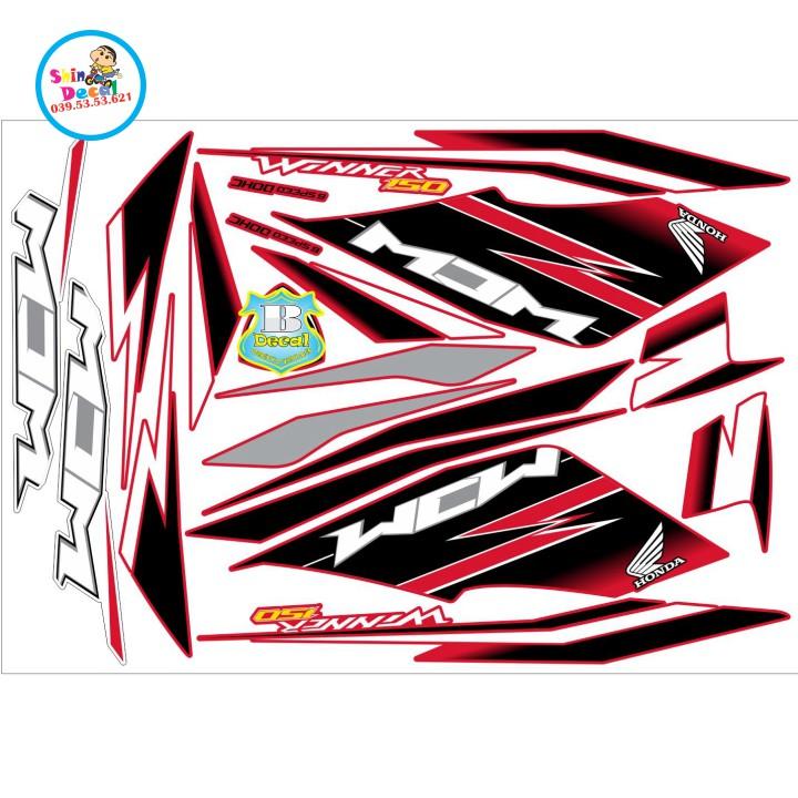 Tem xe winner v1 WCW dán xe đỏ