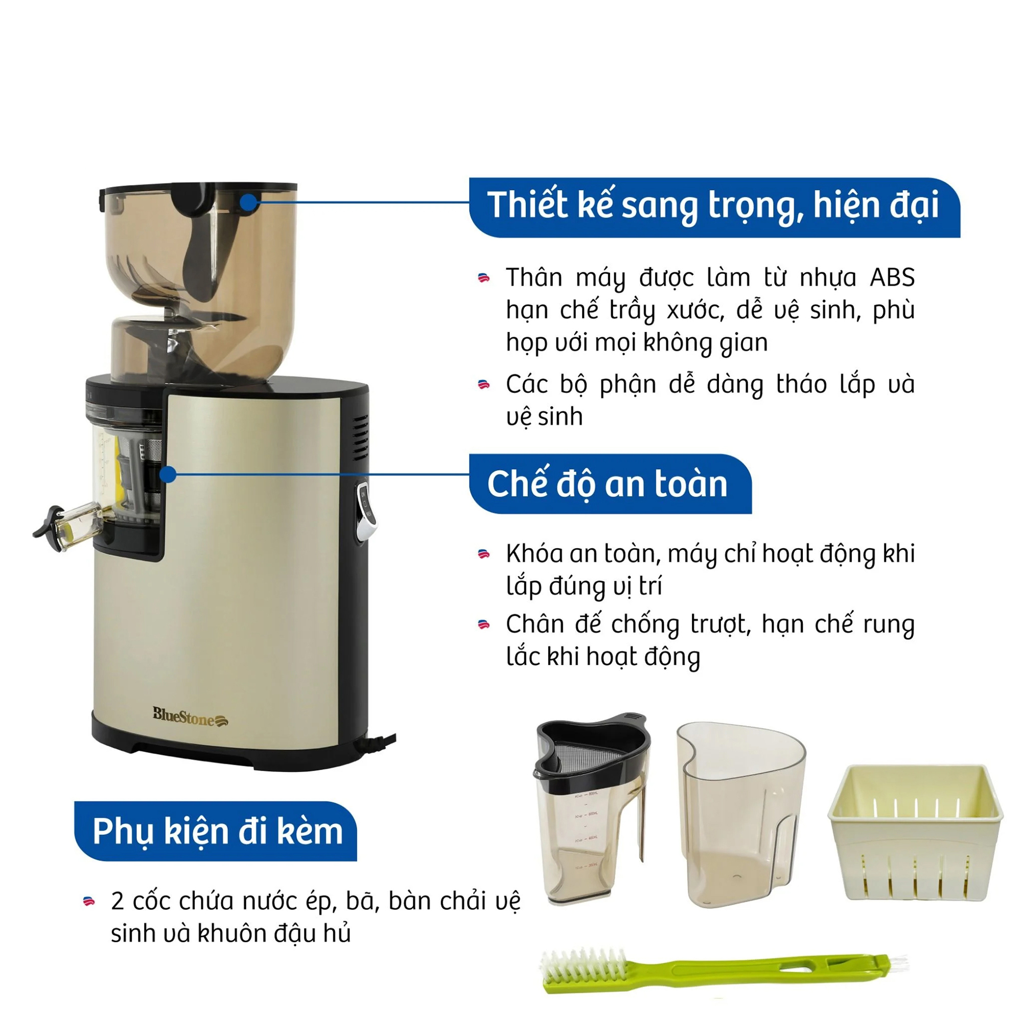 Máy ép chậm Bluestone SJB-6578 - Hàng chính hãng
