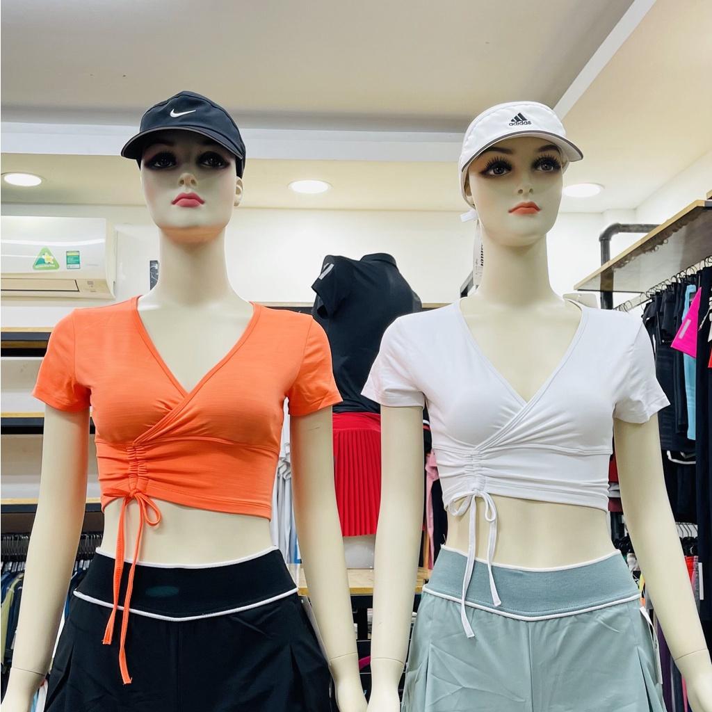 Áo Croptop Tập Gym, Yoga Dây Rút Buộc Nơ (Có Kèm Sẵn Mút) CH090