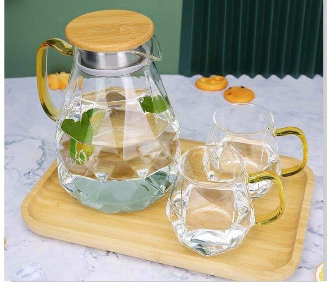 BỘ BÌNH CỐC KIM CƯƠNG 6 CHIẾC THỦY TINH CHỊU NHIỆT MÀU TRẮNG- MÀU HỔ PHÁCH CAO CẤP