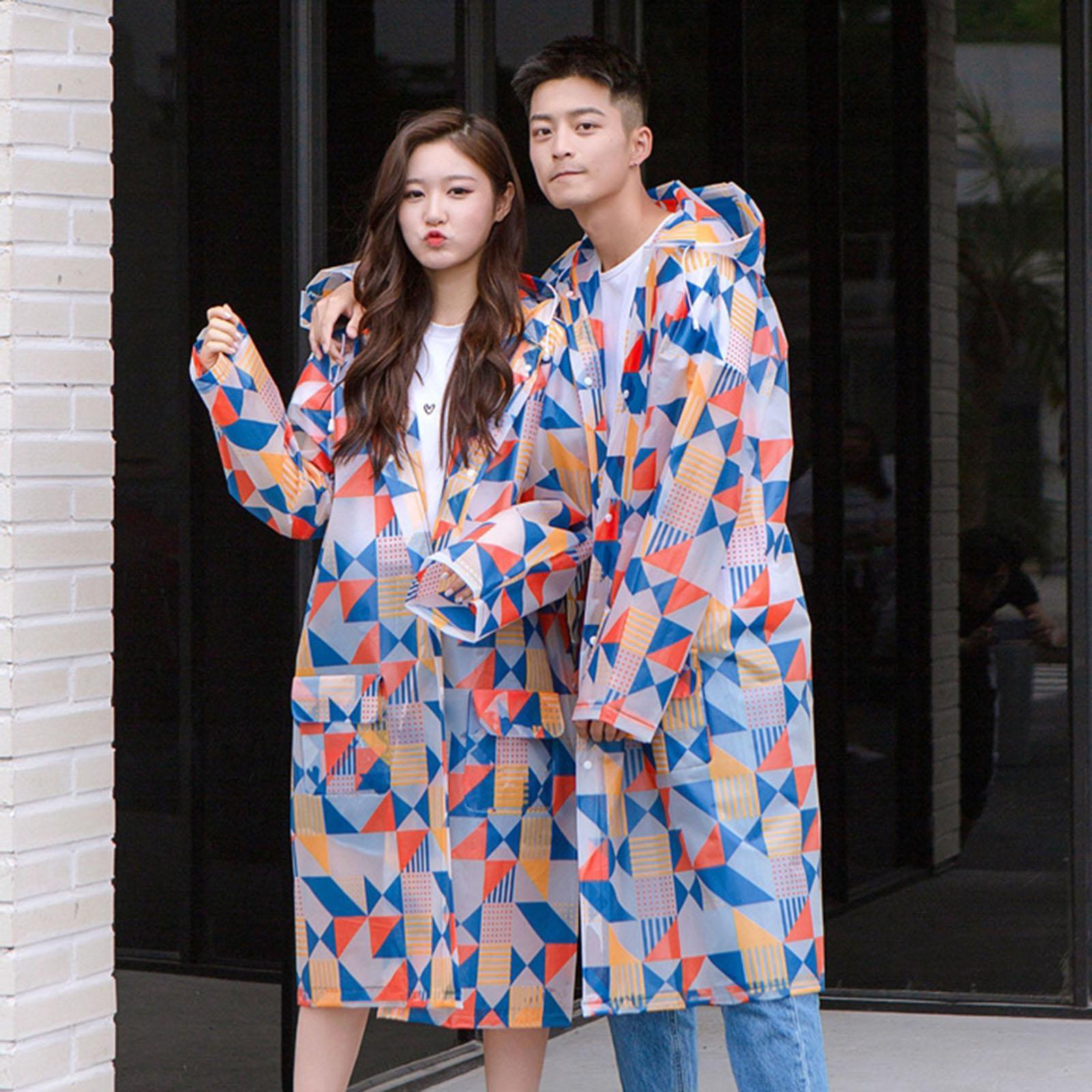 Reusable Raincoat Rain Coats Poncho with Hoods Hiking Running Rainwear M