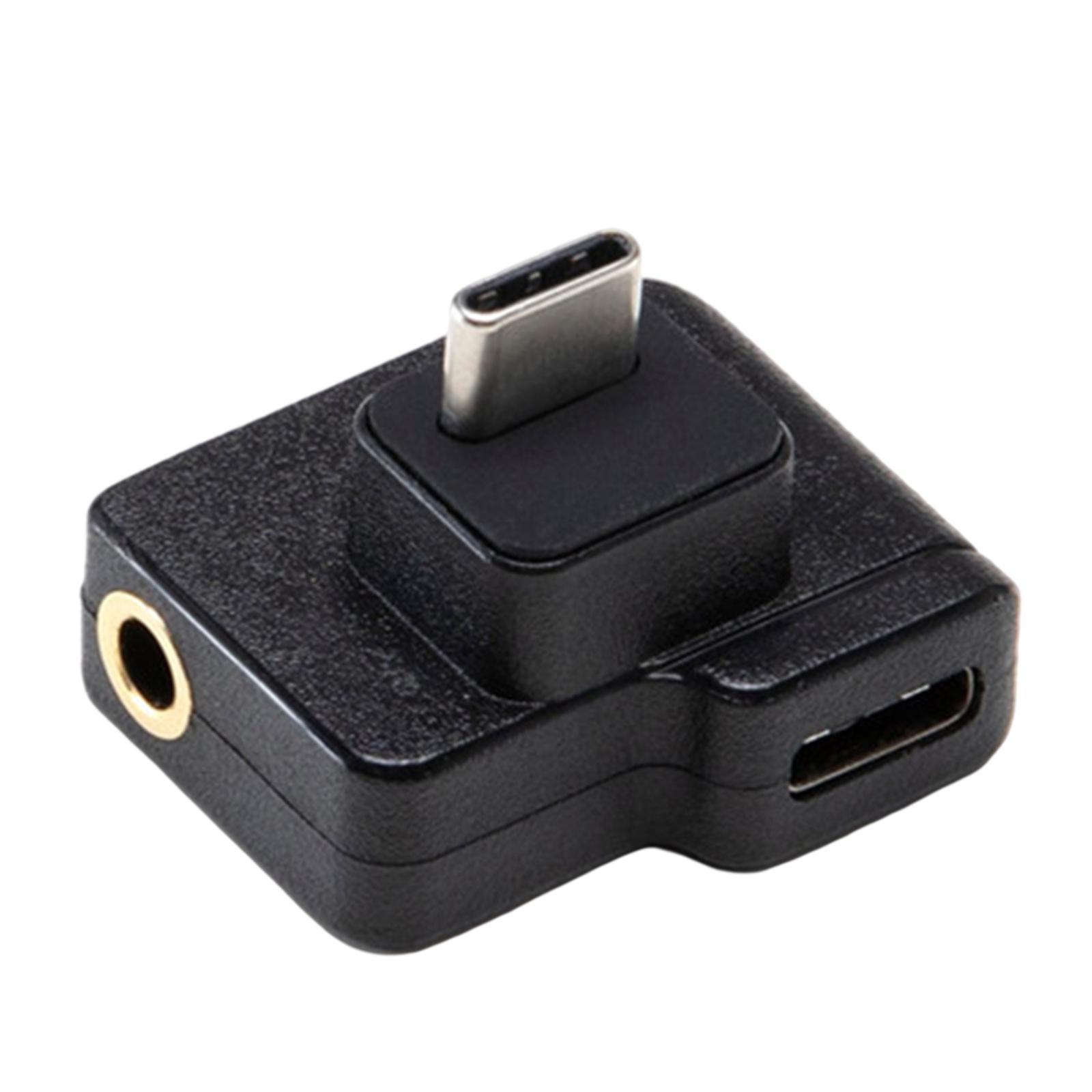 Mic Adapter Microphone 3.5mm/USB-C Adapter for Action Camera TRS Plug