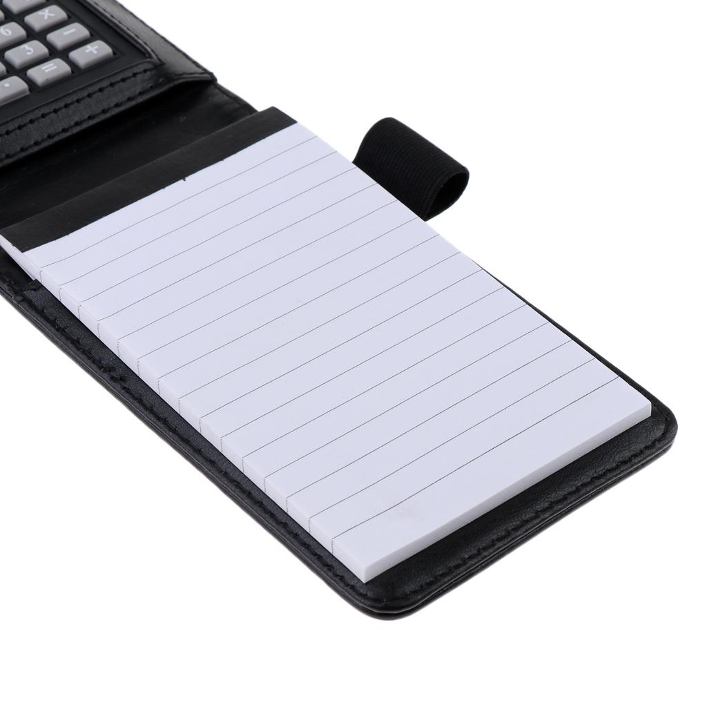 A7 Leather Waterproof Hardcover Notes Book with Calculator+Ballpen Black