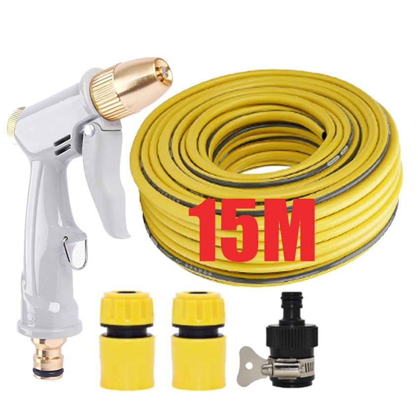 Bộ dây vòi xịt nước rửa xe, tưới cây tăng áp 3 lần, loại 15m 206846