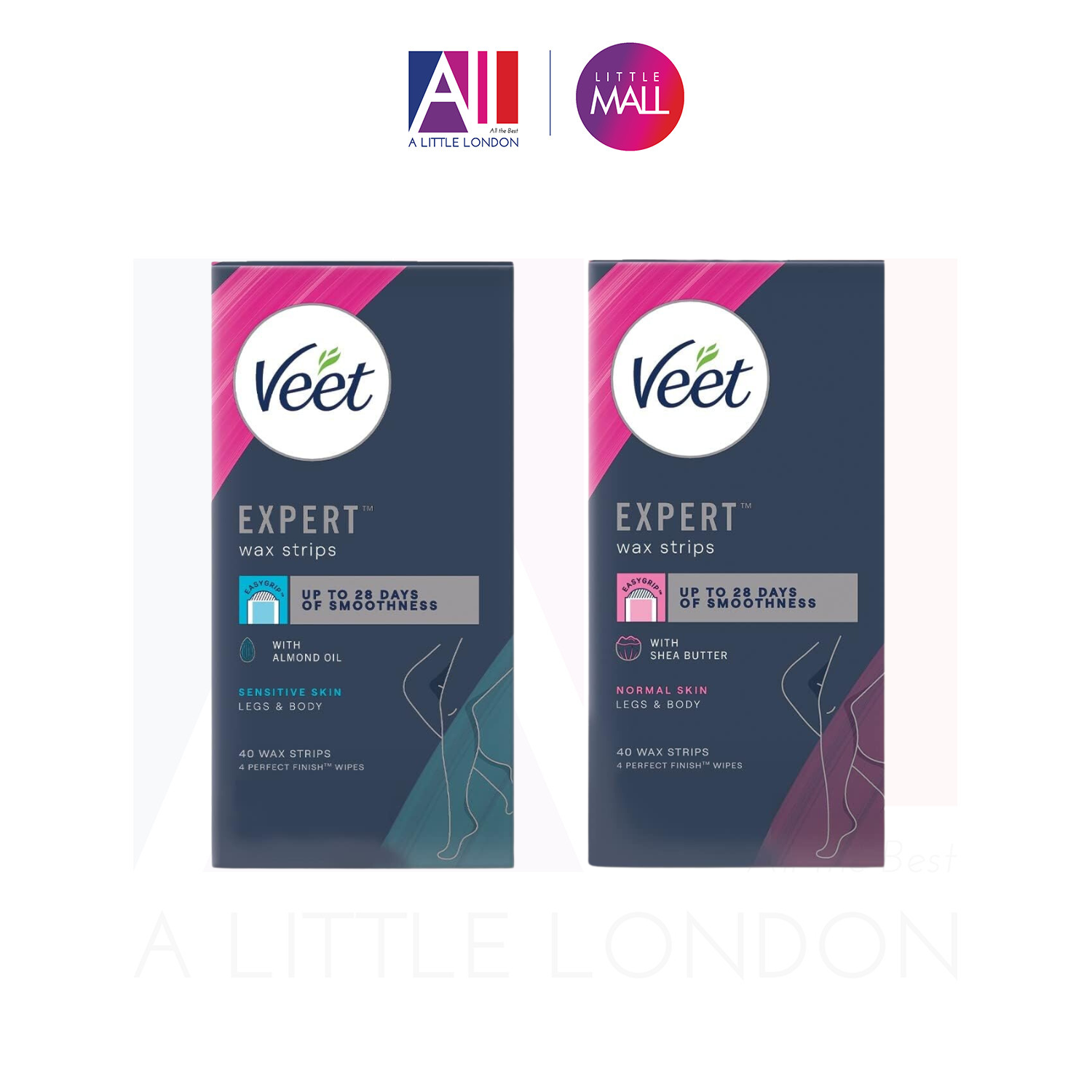 Tẩy lông chân, body da nhạy cảm Veet Expert Cold Wax Strips