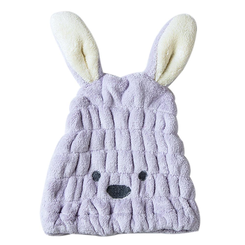 Khăn Tắm Lông Cừu San Hô Quấn Đầu Với Tai Thỏ