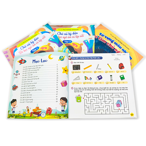 Combo 4 sách dạy Chữ Cái và Đánh Vần có App Bài Giảng cho bé sẵn sàng bước vào lớp 1