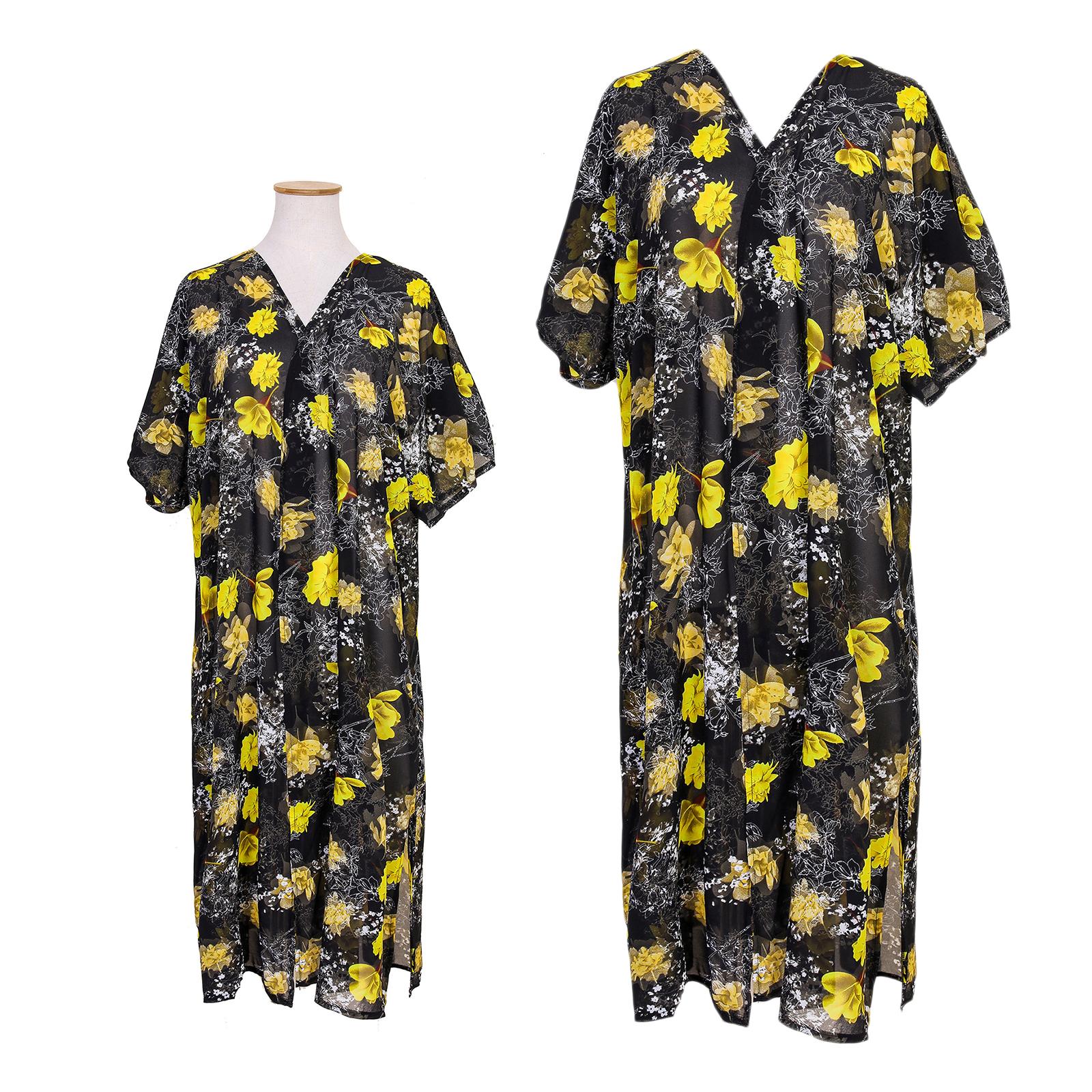 Women's Floral Kimono Cardigans Chiffon Casual Beach Swim Wear Loose Open Front Cover Up Tops Bohemian Sun Protection Cardigan Clothes