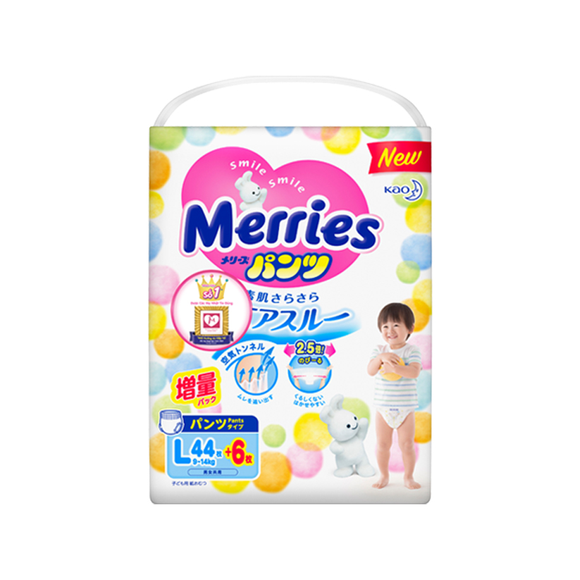 Tã/bỉm quần Merries size L - 44 + 6 miếng