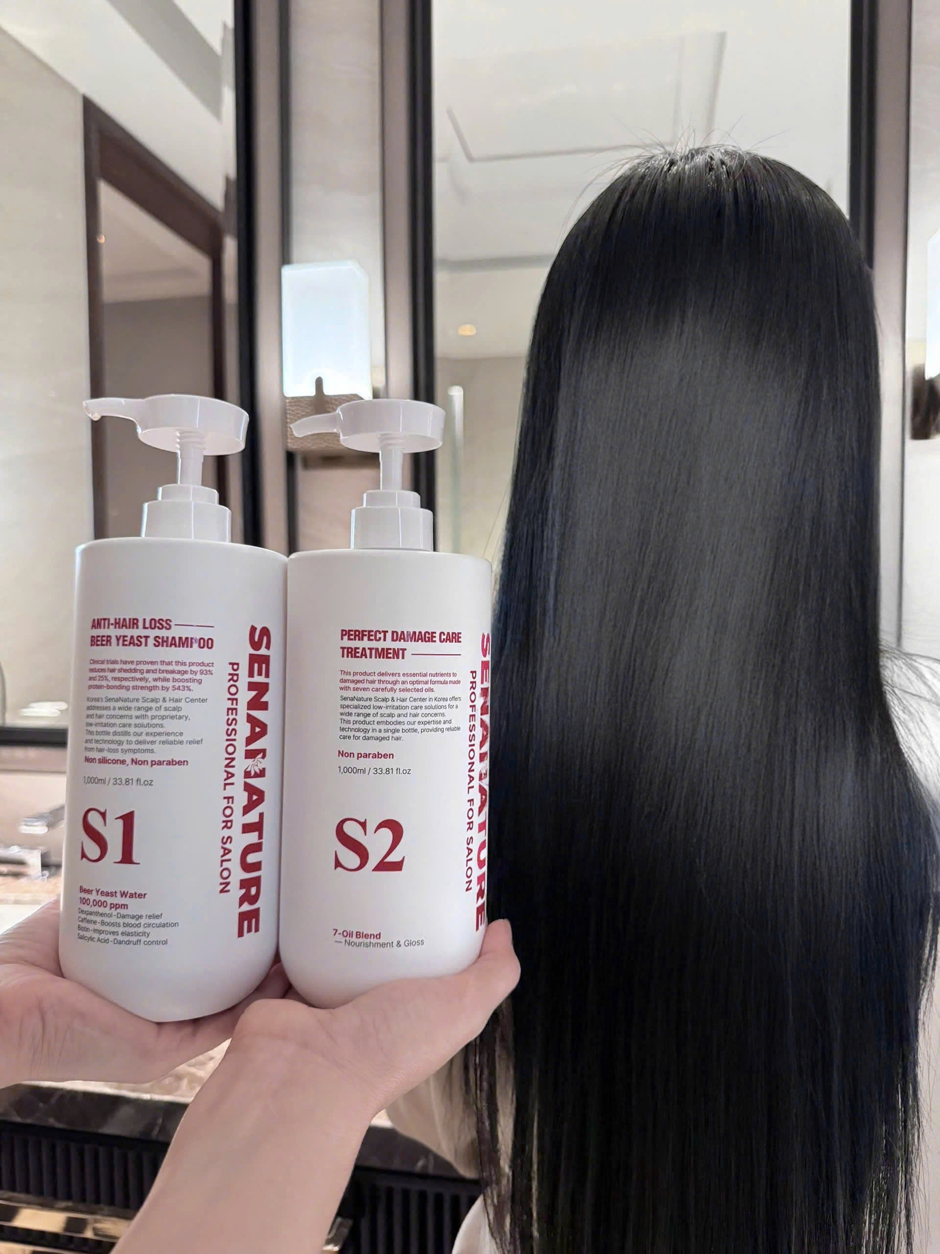 (Tặng sửa rửa mặt) Cặp dầu gội xả SENANATURE ANTI-HAIR LOSS BEER YEAST SHAMPOO + SENANATURE PERFECT DAMAGE CARE TREATMENT 1000ml