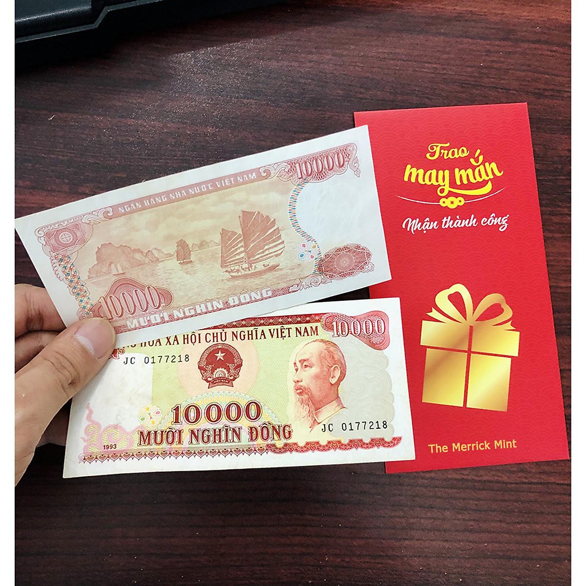 Tờ 10 Nghìn Đỏ 1993 giấy cotton, hoa hậu tiền giấy , 10k vịnh Hạ Long - kèm bao lì xì dỏ