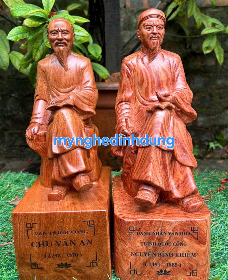 Tượng thầy chu văn an bằng gỗ hương đá cao 30x15x11cm