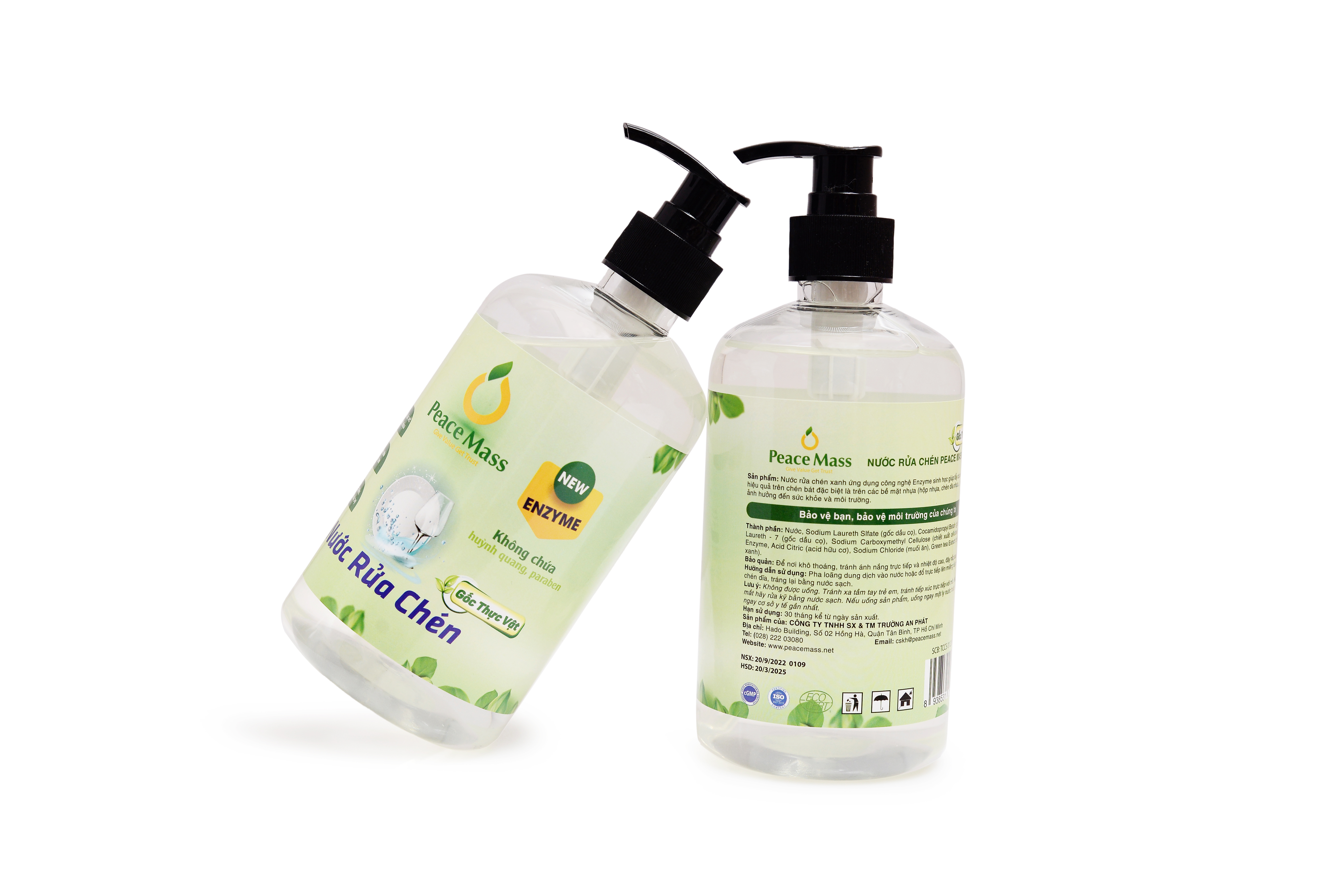 RBSC2 Combo Sản Phẩm Gốc Thực Vật Peace Mass Nước Rửa Bình Sữa 250ml (Chai tạo bọt) + Nước Rửa Chén 500ml (Thuộc nhóm Sản phẩm Lành tính /  Sinh học)