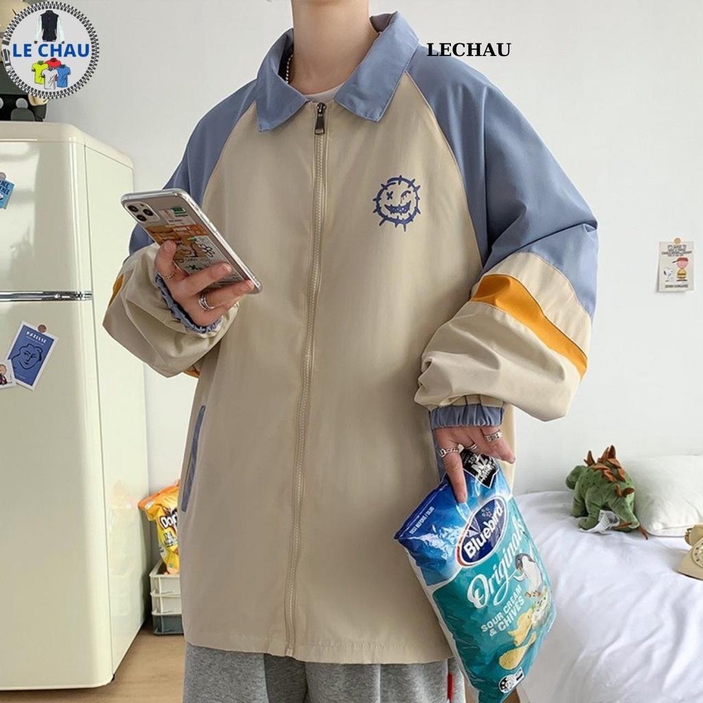 Áo khoác dù unisex form rộng phối màu cực chất AKD46 jacket sơ mi 2 lớp nam nữ streetstyle hottrend rẻ đẹp - Kem XL &lt; 50kg