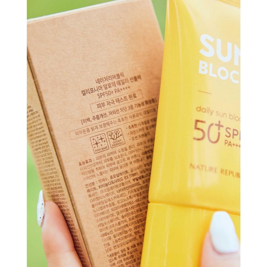 Nature Republic Kem chống nắng California Aloe Daily Sun Block SPF50+PA++++ 57ml, nâng tone tự nhiên