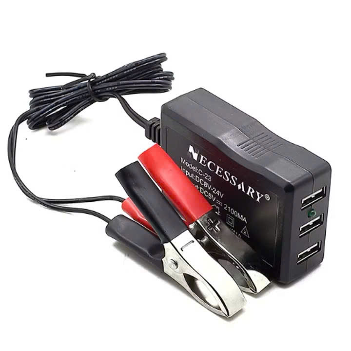 Bộ Kẹp Bình Ắc Quy Sạc Điện Thoại – 3 Cổng USB Thông Minh Tự Ngắt, Loại Xịn Siêu Bền