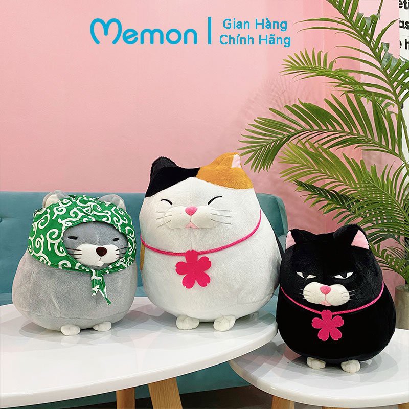 Mèo bông Amuse 30 - 40cm cao cấp Memon, gấu bông mèo dễ thương