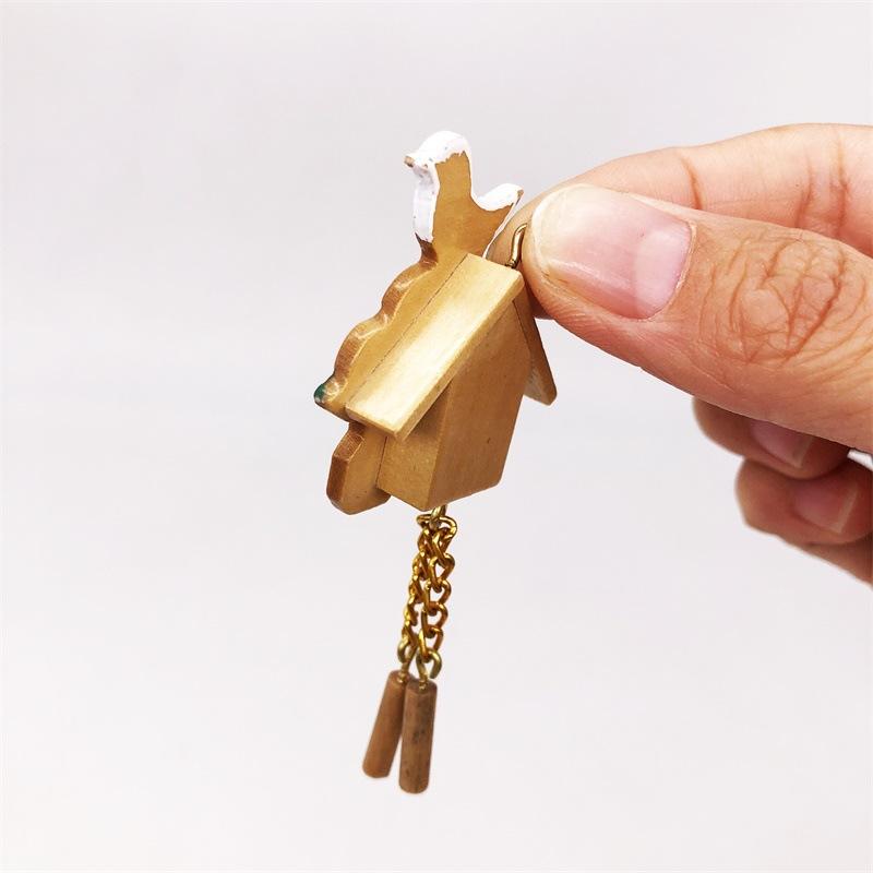 Nội thất nhà búp bê, đồng hồ thu nhỏ của búp bê 1:12 Đồng hồ treo tường chim tinh tế