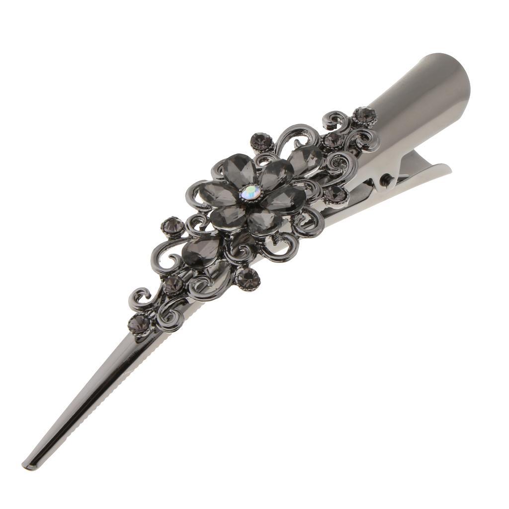 4x Fashion Hair Styling Tool Women Plated Rhinestone Hair Clip Duckbill Clip