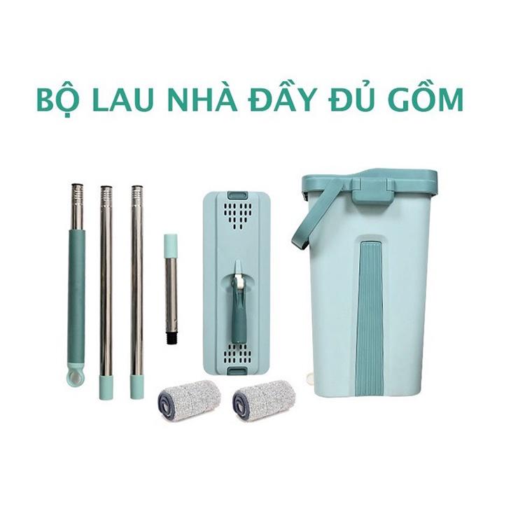 Bộ chổi lau nhà tự vắt cây lau tự vắt thông minh 360 độ tặng kèm 2 bông lau - GDAH