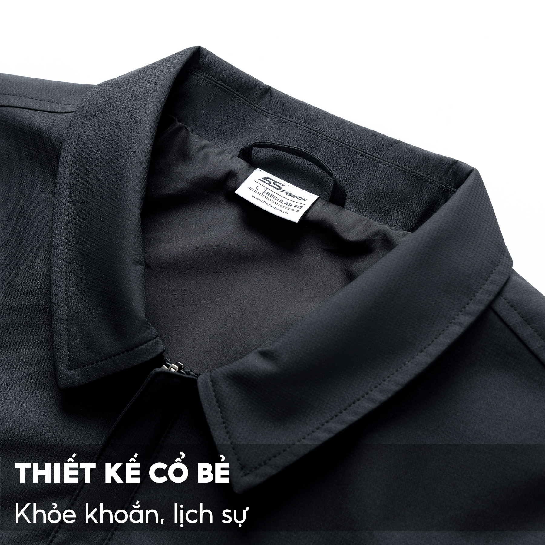 Áo Khoác Nam Jacket Cổ Bẻ 5S FASHION, Vải Gió Phom Regular Fit, Thiết Kế Trơn Túi Dáng Hộp, Khóa Kéo Tiện Lợi