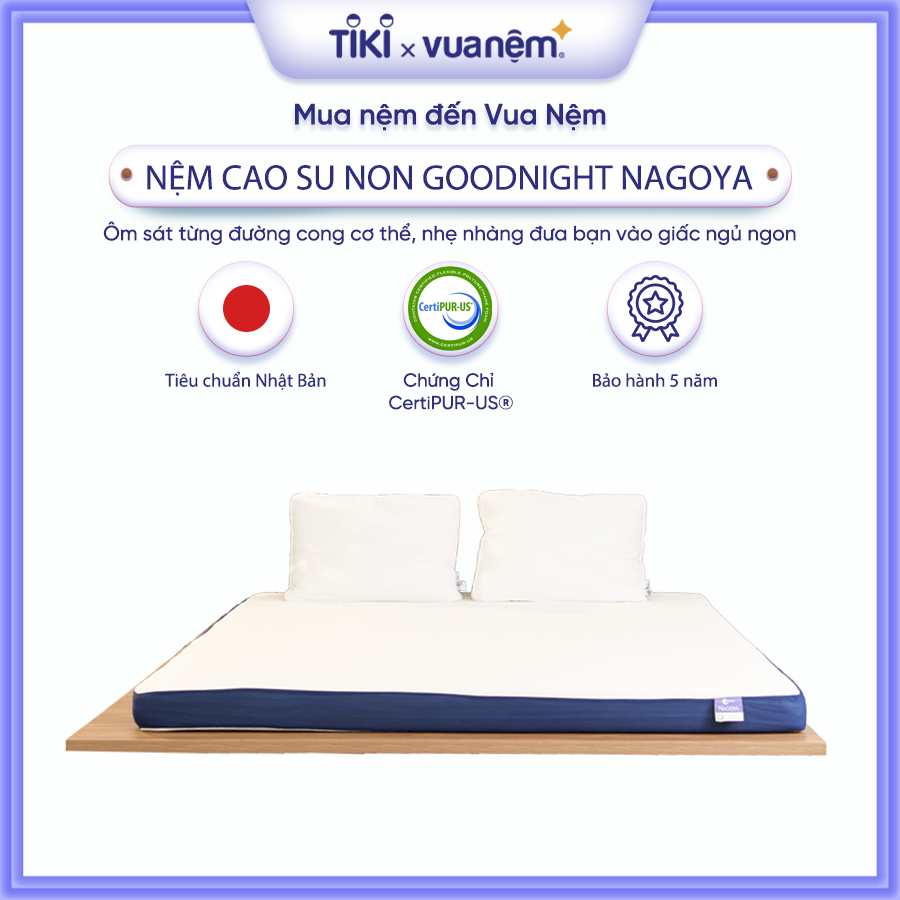 Nệm foam Premium Goodnight Nagoya 12cm tại Vua Nệm - Bảo vệ cột sống, kháng khuẩn hiệu quả