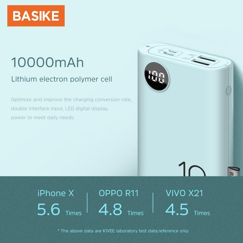 Sạc Dự Phòng BASIKE 10000mAh Màu Macaron Cao Cấp cho iPhone Và Android PF23-Hàng chính hãng