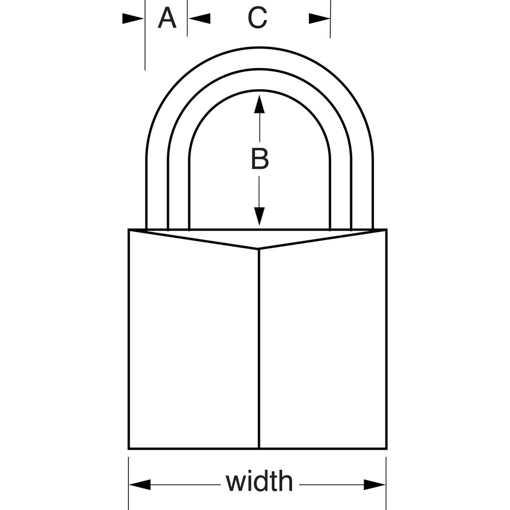 Ổ khóa chống nước Master Lock 1145 PEURD thân đồng mạ Nickel rộng 40mm càng bát giác