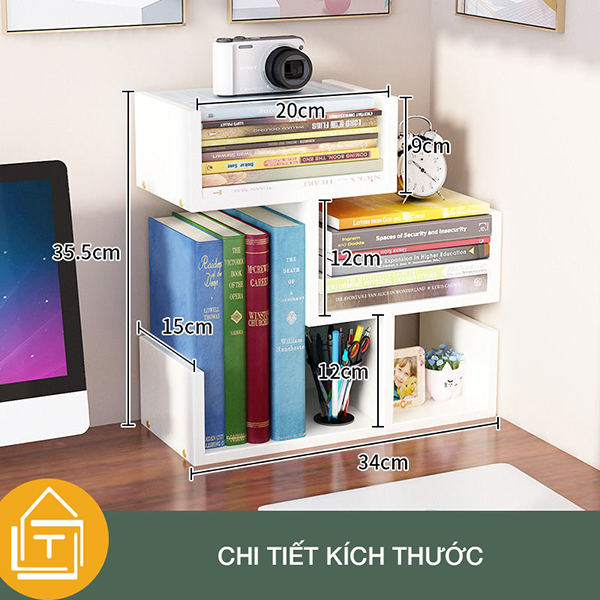 Kệ sách gỗ lắp ghép đa năng mẫu mới Tâm House - K48