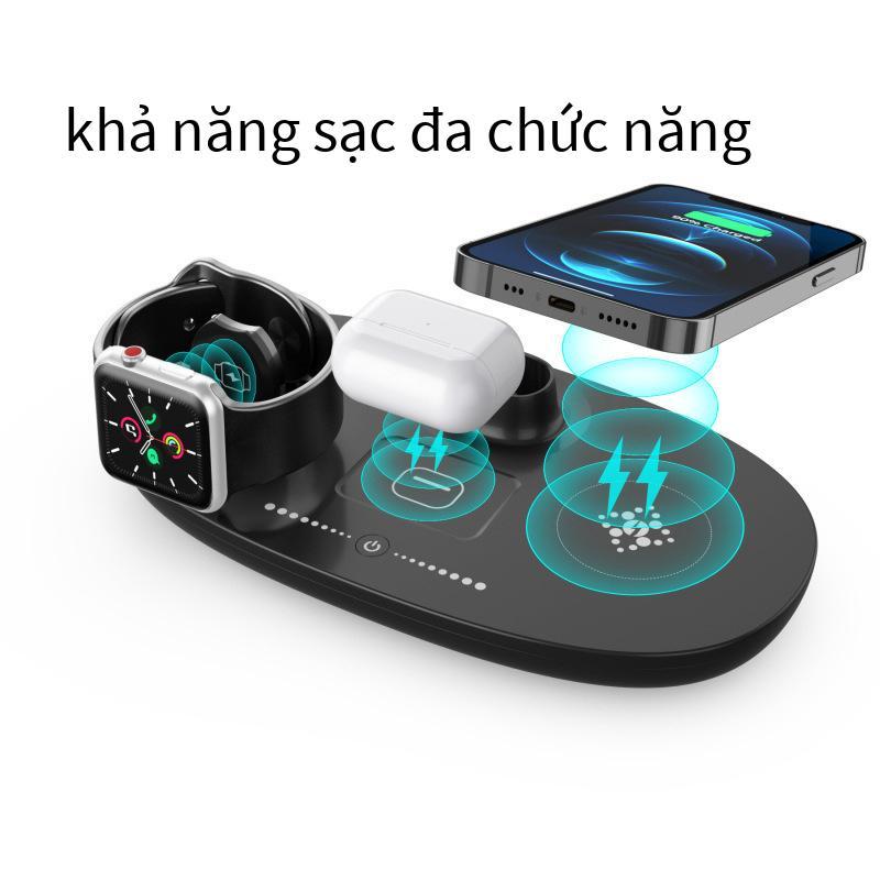 Phong cách mới nhất đèn bàn 3 trong 1 15w sạc không dây điện thoại di động tai nghe đồng hồ sạc không dây sáng tạo đèn ngủ led cạnh giường ngủ