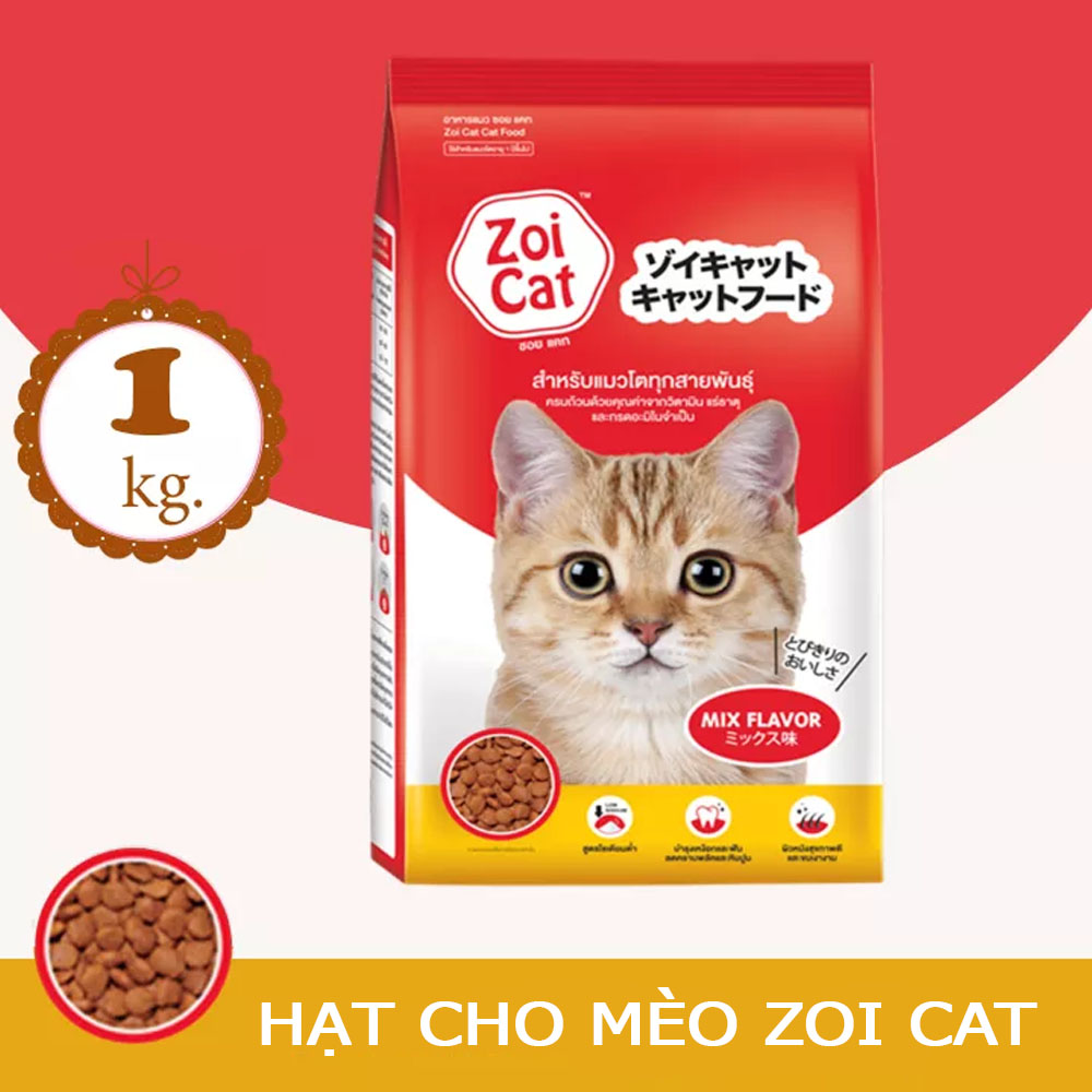 COMBO 5 Gói Thức Ăn Hạt Cho Mèo Trưởng Thành Từ Thái Lan Zoi Cat 1kg - YonaPetshop