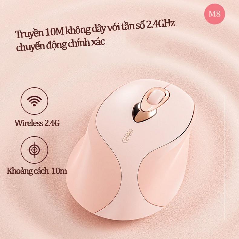 Chuột không dây pin sạc INPHIC M8 Chống ồn - Chuột Wireless 2.4G phiên bản mới 2022 sạc Type C - Hàng chính hãng