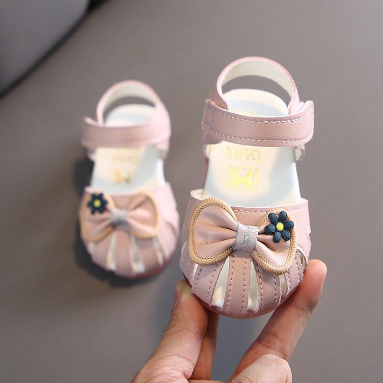Freeship Giày Sandal Bé Gái Nơ Hoa Từ 0 - 2 Tuổi