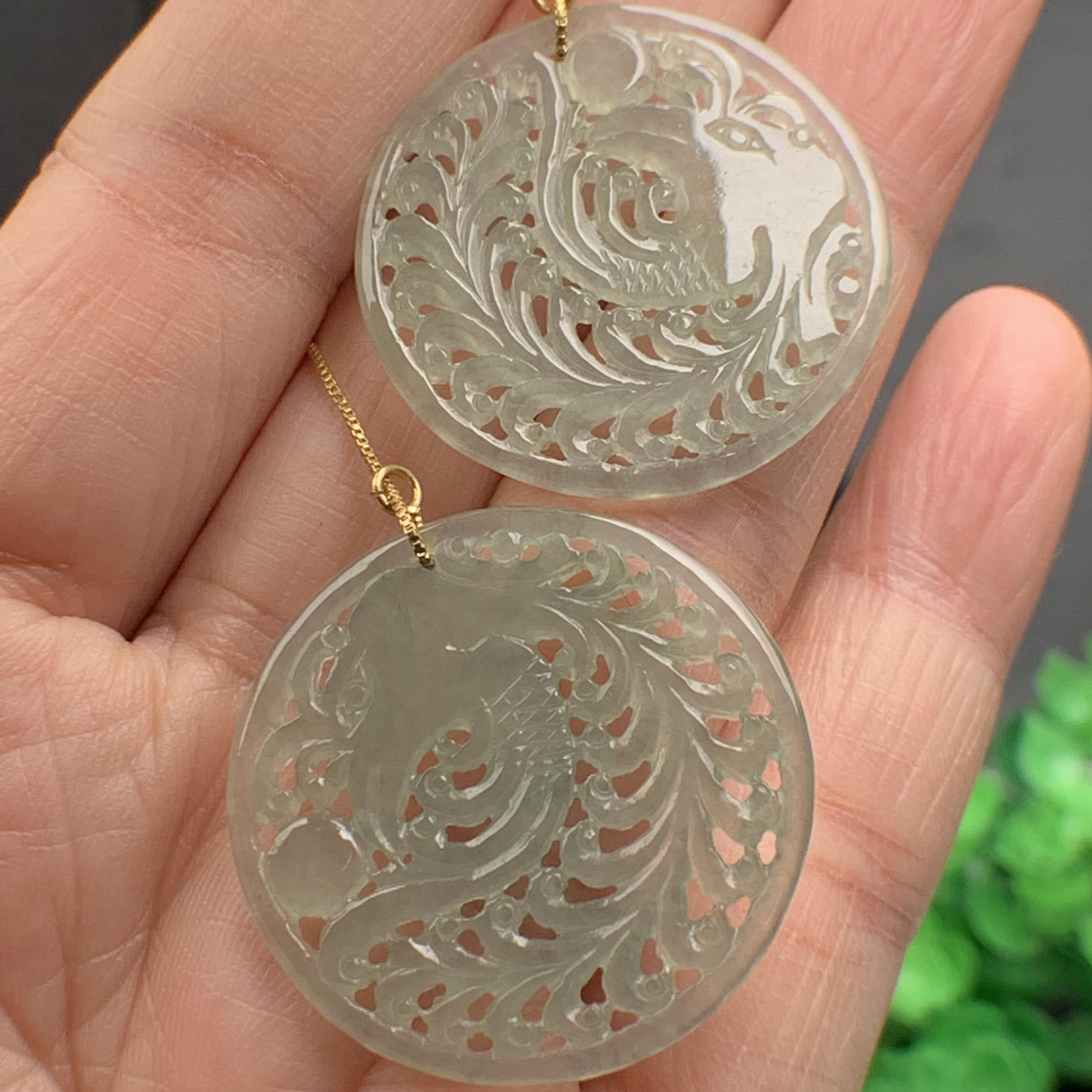Khuyên tai Phượng hoàng Ngọc phỉ thúy tự nhiên