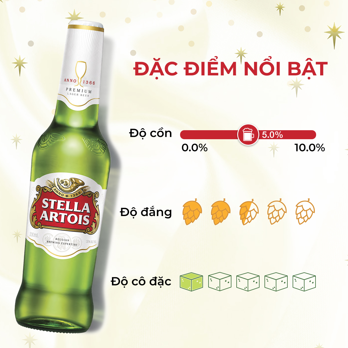 Thùng 24 Chai Bia Stella Artois (330ml/chai) - Bia Bỉ Thượng Hạng Nhập Khẩu Từ Bỉ