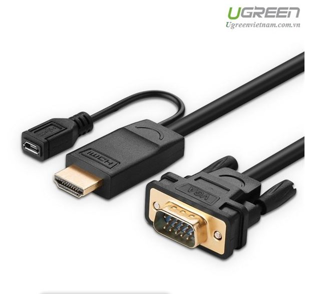 Dây Cáp Chuyển Đổi HDMI To VGA Hỗ Trợ Nguồn Ugreen 30449 (1.5m) - Hàng Chính Hãng