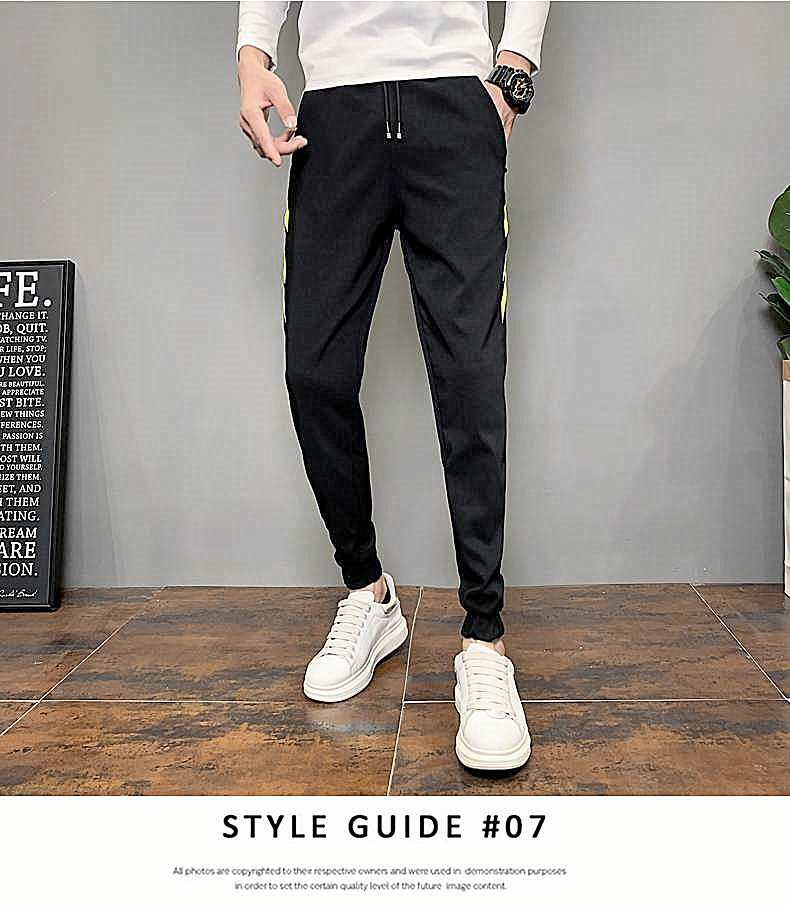 Quần jogger 9 phân họa tiết sọc vàng cá tính
