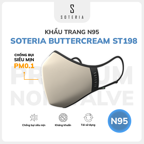 Khẩu trang thời trang Soteria Buttercream ST198 - N95 lọc 99% bụi mịn 0.1 micro