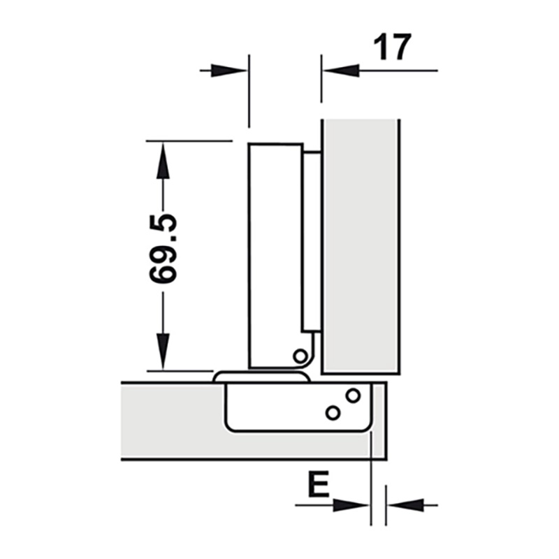 Bản lề giảm chấn Hafele Metalla A 110° DIY, thép, trùm ngoài, thẳng - 493.03.021