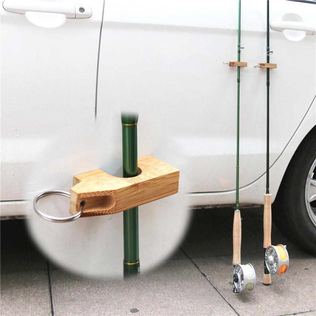 2Pcs Wooden Fly Fishing Rod Holder Magnetic Rod Guard Rod Transport System