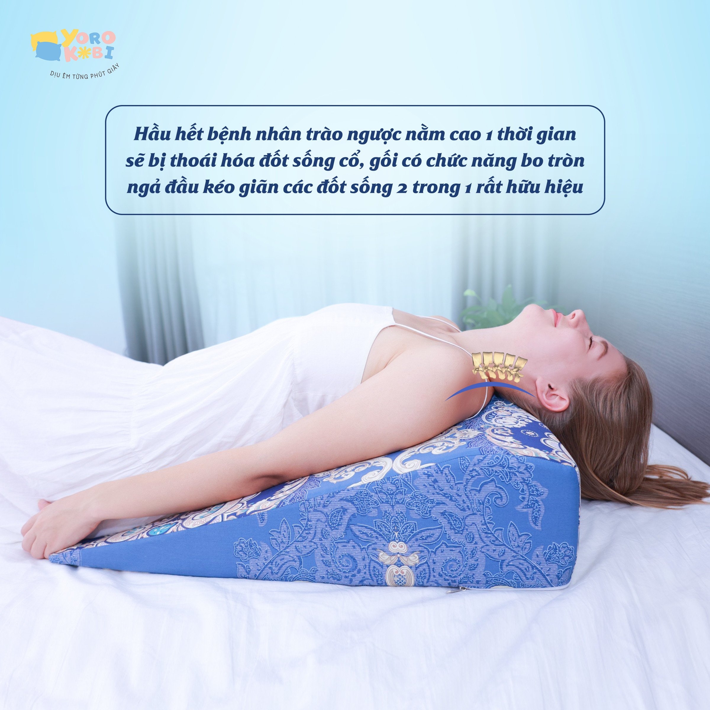 GỐI TRÀO NGƯỢC DẠ DÀY NGƯỜI LỚN YOROKOBI, KÍCH THƯỚC CAO 69*60*18CM , THÍCH HỢP VỚI NGƯỜI BỊ TRÀO NGƯỢC ACID, Ợ CHUA, THOÁI HÓA CỘT SỐNG CỔ, HÀNG THƯƠNG HIỆU
