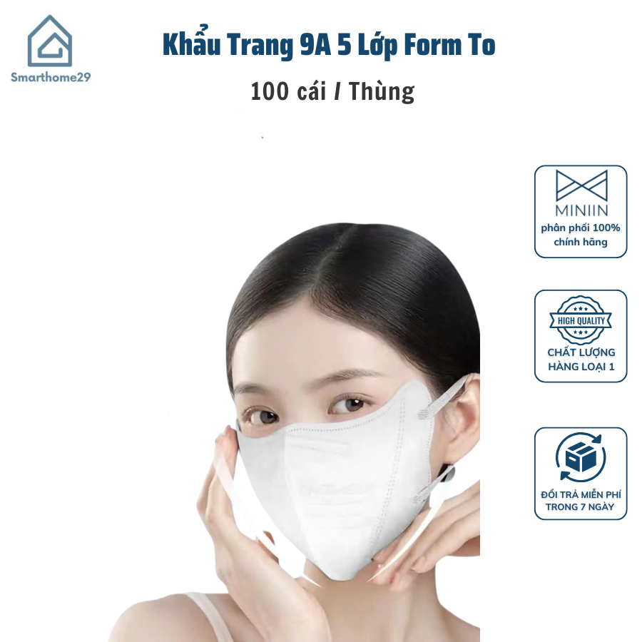 [Set 100 chiếc] Khẩu Trang 9A 5 Lớp Chống Nắng, Che Kín Mặt, Bảo Vệ Tia UV - HÀNG CHÍNH HÃNG MINIIN