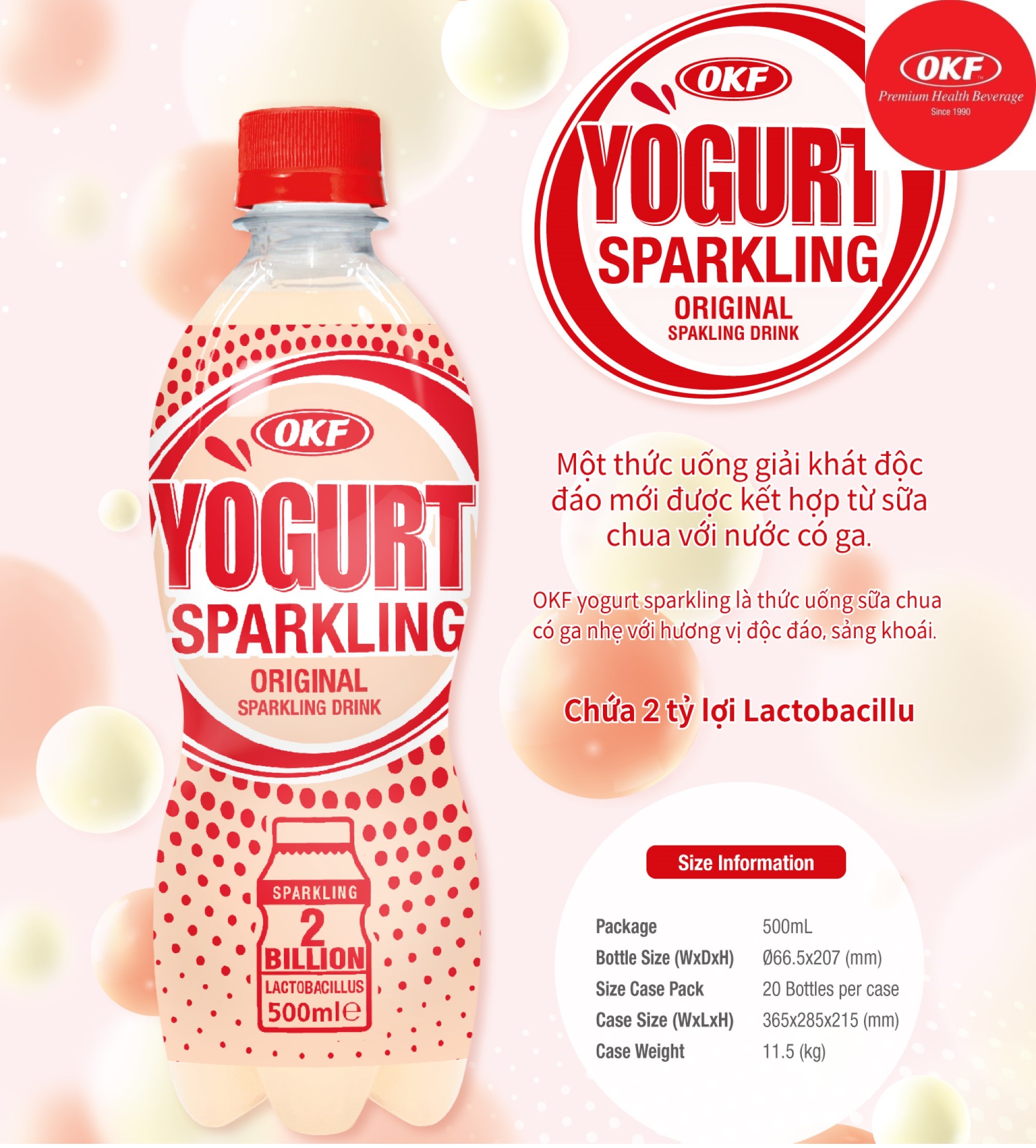 Yogurt Sparkling - Sữa chua có ga OKF 500ml X 20CHAI
