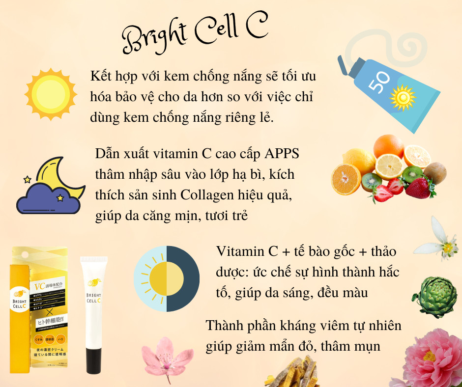 Kem dưỡng trắng da Bright Cell C nhập khẩu Nhật Bản